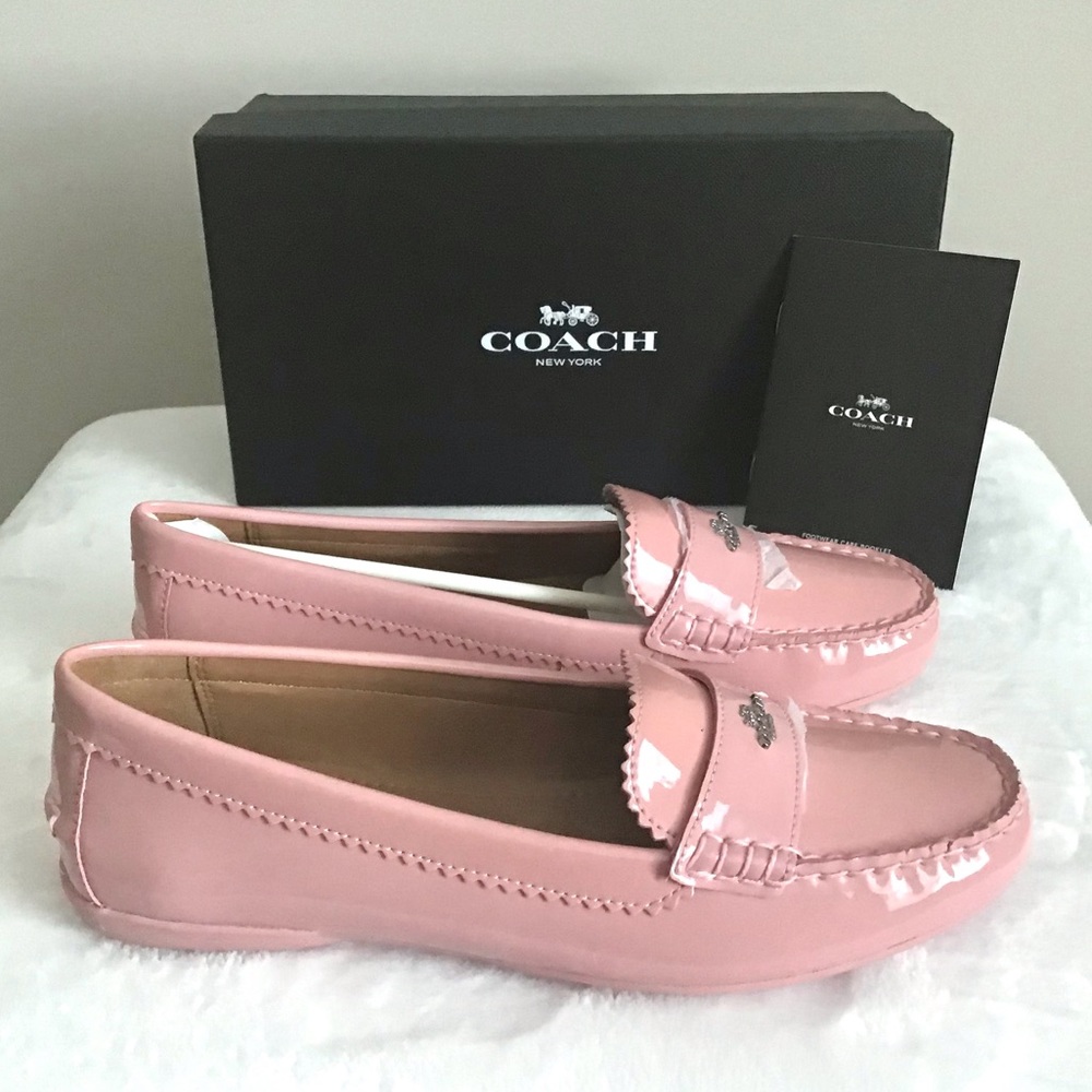 RARE COACH Pink Patent Leather Loafers Shoes New In Box - Picture 6 of 11